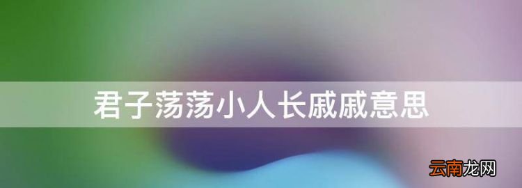 君子蕩蕩小人長(zhǎng)戚戚意思