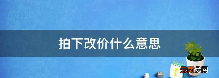 拍下改價什么意思，淘寶拍下改價什么意思
